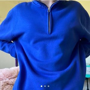 bright blue quarterzip